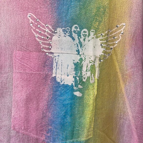 Eight X Mens Shirt Size XXL Multicolor Custom Angel Wing Graphics And Crystal - Picture 10 of 10